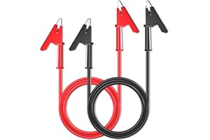 Cleqee 2 cables de prueba de clips de cocodrilo de doble extremo clip de cocodrilo 1 m cable de prueba 1000 V 15 A, rojo negro