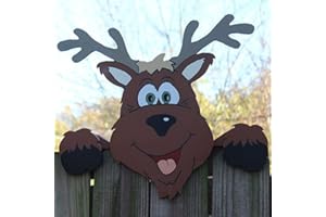 FAHOI Christmas Fence Peeker, Funny Peeking Yard Sign Christmas Garden Art Fence for Indoor Outdoor DIY Xmas Decorations (Elk)