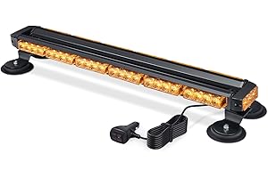 Fxlpower 71cm Gyrophare Magnetique Orange LED, Jaune LED Avertissement avec 20 Aimants Puissants pour Véhicules de Cconstruction Chariot Élévateur Tracteur Remorque Chasse-Neige