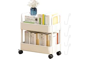 EASTUY Rollwagen Mit 2 Ebenen, Kunststoff Servierwagen Küchenwagen Multifunktionswagen Mobile Aufbewahrungsbox Mit Rädern, Allzweckwagen Für Büro, Wohnzimmer, Küche