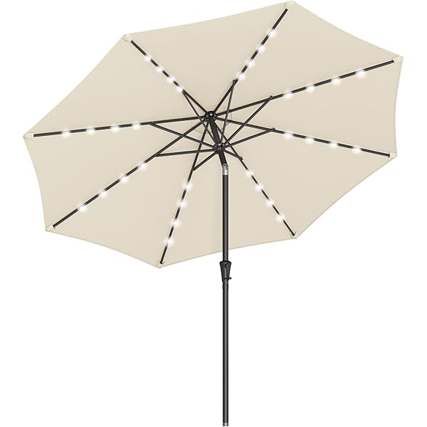 UISEBRT 300cm Parasol de Jardin Inclinable en Aluminium avec Manivelle