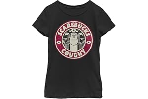 FIFTH SUN Little Big Monsters at Work Scarebucks Girls T-shirt z krótkim rękawem, czarny, średni, czarny, M, Czarny, M