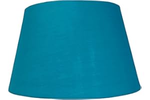 LOXTON LIGHTING 10" Drum Lampshade Teal – 25cm Diameter, Dual Shade Ring for B22/E27, Reversible Gimble Pendant or Table Lamp Shade, Handstitched with Rolled Edge, White Reflective Inner (Teal)