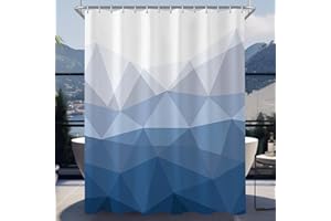 Lerores Tenda da doccia 150 x 200 cm, motivo geometrico, orlo appesantito, anti-muffa, impermeabile, lavabile, in poliestere, con 8 occhielli e anelli per tenda da doccia, per bagno, vasca da bagno