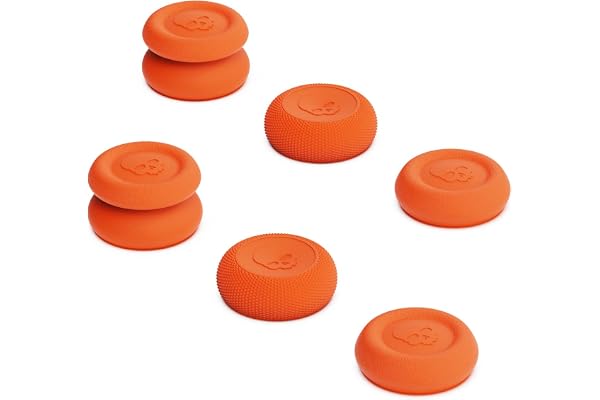 Skull & Co. Skin, CQC and FPS Thumb Grip Set Joystick Cap Analog Stick Cap for Nintendo Switch Pro Controller & PS5 / PS4 / Slim/Pro Controller - Candy Orange, 3Pairs(6pcs)