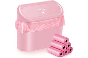 JOYSKY 1 Pcs Car Trash Can,Mini Trash Can,Foldable Car Trash Bin with 100 Pieces Trash Bags,Small Storage Box with Lid 6.1 x2.6x 5.5 inch,Car Bins for Back of Car,Car Bin Tidy Car Accessories