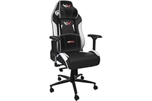 GT OMEGA ELITE Racing Gaming Chair with Lumbar Support - Ergonomic Office Chair with 4D Adjustable Armrest & Recliner - PVC Leather Esport Seat for Ultimate Gaming Experience - Black Next White