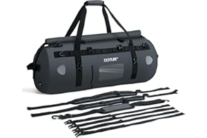 ‎GOTURE Goture Motorrad-Trockentasche – 45 l wasserdichte Reise- und Gepäck-Hecktasche, Satteltasche mit transparenter Tasche, Rolltop-Verschluss, Schultergurten, Reflektorstreifen und Netztasche