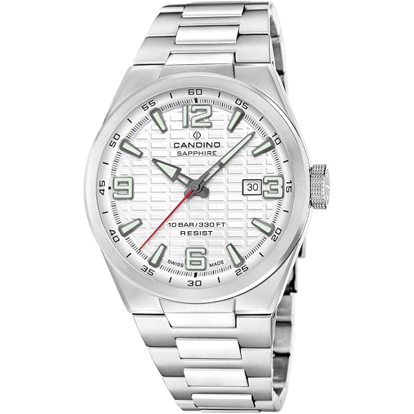 Candino SWISS Orologio Uomo Analogico Acciaio Inossidabile 316L Argento - Movimento al Quarzo - Calendario - Vetro Zaffiro ad Alta Resistenza - Impermeabile 10 ATM C4754/4 Icon