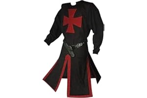 Feynman Disfraz de caballero medieval con túnica vikinga, disfraz de caballero templario, cruzado, para carnaval, cosplay