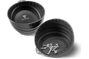 2 x STAHLWERK cuenco magnético 6 pulgadas de plástico con excelente fuerza adhesiva, para almacenamiento de tornillos, herramientas y piezas pequeñas, base engomada