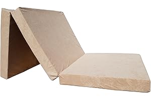 Natalia Spzoo materac składany 195 x 65 x 10 cm na podłogę dostawka dla gości piankowy do auta ze zdejmowanym pokrowcem (Beżowy 1009)