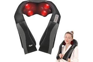 CURECURE Masajeador de Cuello y Hombros con Función de Calor, Masajeador Cervical con 3D Rotación y Masaje de Amasamiento Shiatsu Intensidad Ajustable, Casa y Oficina