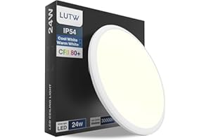 LUTW LED Ceiling Light 24W, Round Flush Ceiling Light 3000K Warm White 2200lm, Waterproof IP54, Ceiling Lamp for Bathroom, Kitchen, Corridor, Bedroom, Office, Ø30cm
