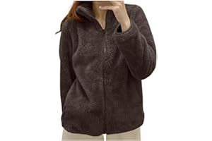 Generico Giacca da Donna Pile Donna Lunga Pile Senza Cappuccio e con Zip Giacche Giacca Teddy Donna Versione Loose Del Cappotto A Maniche Lunghe Autunno e Inverno Caldo Cappotto con Homewear