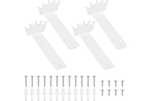 KEBITEDAMAI 4 Pz Staffe per Mensole Pesanti, 20 cm Reggimensola Staffe Mensole da Muro, Supporti per Mensole, Reggi Mensola da Muro, Staffe a L Staffe Angolari per Scaffali Casa Ufficio(Bianco/Corona/20 cm)