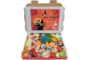 NILLKANTH Halloween Sweet Box, Trick or Treat, Halloween Pick N Mix, Wrapped Sweets, Sweet box for Halloween Party Bags Assortment Retro Sweets 400g