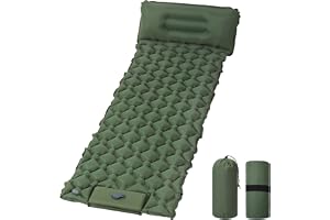 AUYAO Uppblåsbar madrass, 190 cm x 60 cm x 5 cm självuppblåsbar madrass med fotpump, enkel uppblåsbar madrass med kudde, sovm