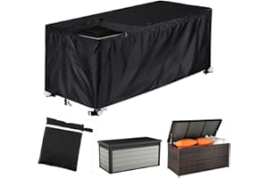 UCARE Outdoor Deck Box Cover with Zipper, Waterproof, 420D Oxford Garden Storage Box, Anti-UV Protective Rectangle (Black, 158*81*71cm/62x32x28in)