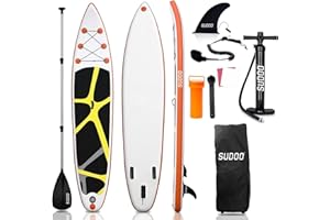 SUDOO Tavola da surf gonfiabile da 3 m 3 m di spessore 15,2 cm tavola da surf leggera antiscivolo EVA Deck kit completo per tutte le abilità principianti adulti pesca yoga surf (300 x 76 x 15 cm)