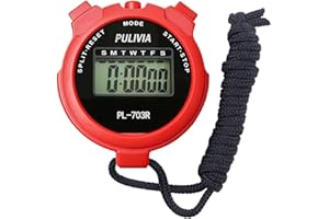 PULIVIA Cronómetro Deportivo con Cronómetro Digital de Memoria Dividida, Calendario de Reloj de 12/24 Horas con Alarma para Correr, Entrenar, Entrenadores de Fútbol, ​​Equipo de árbitro (PL-703R)