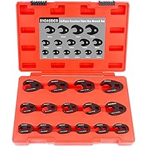 19 PCS Crowfoot Ensemble De Clés, 1/2" 3/8" Entraînement Extérieur Carré Clé, Drive Métrique Coffret De Douilles à Tuyauter 8-32mm, Clé à écrou évasé, Ensemble De Clé à Fourche à Emmancher (19