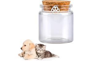 Kasoud Pet Hair Memorial Bottle Personalised, Hair Keepsake Memorial with Pawprint Charm, Glass Keepsake Bottle, Pet Memorial Bottle, Personalised Dog Gifts （3.7cm Diameter X 4cm Heigh）