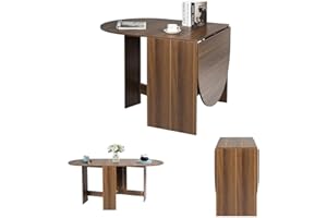 COSTWAY Mesa Plegable de Madera, Mesa de Comedor con 2 Solapas,Bordes Redondos, Pernos Ocultos,Soporte de Cruciforme, Mesa Plegable Portatil para Cocina Comedor Balcón Jardín 80x163x75 cm