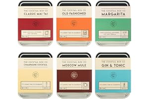 THE COCKTAIL BOX CO. Cocktail Kit Gift Set - The Old Fashioned - Champagne Cocktail - Moscow Mule - Gin & Tonic - Mai Tai - Margarita - Premium Cocktail Gift Set (6 Kit Combo Pack)