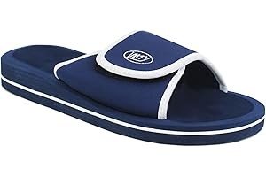 IMTY Mens Touch Fasten Sliders Lightweight EVA Foam Pool Slides Summer Beach Shower Bathroom House Slipper Flip Flops Sandals