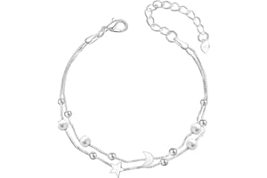 YELUWA Cavigliera Donna, Regalo Donna Compleanno Argento S925 Gioielli da Spiaggia Regali di Moda per Mamma Donne e Ragazze Cavigliere Idee Per L'estate Cavigliera a Strati Regolabile