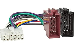 Sound way - Câble Adaptateur Faisceau autoradio fiche ISO Radio Compatible avec Autoradio 12 Pin Pioneer DEH/AEG/Takara/Tokai AUDIOVOX/AEG/CLATRON/Dual et radios Chinoises