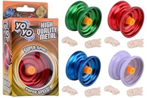 BLUECHOLON Yoyo de Metal, Giro Rápido, 4 Colores, con Cuerda de Repuesto, en Caja de Regalo