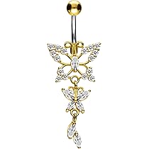 Non-perforante Farfalla Finto Pancia Piercing Farfalla Agganciare - Foto 5