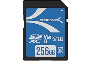 SABRENT SD Karte 256GB V60 UHS-II SDXC, Class 10, U3, 270MB/s Lesen, 170MB/s Schreiben – Profi SD Speicherkarte für 4K/8K Video, Fotografen, Videografen, Enthusiasten (SD-TL60-256GB)