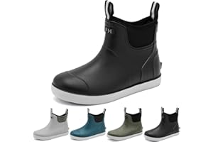 zaxunai Gummistiefel Herren Halbhoch Wasserdicht, Gefüttert Protective Anti-Rutsch Stiefeletten, Grundlegend PVC Chelsea-Stiefel