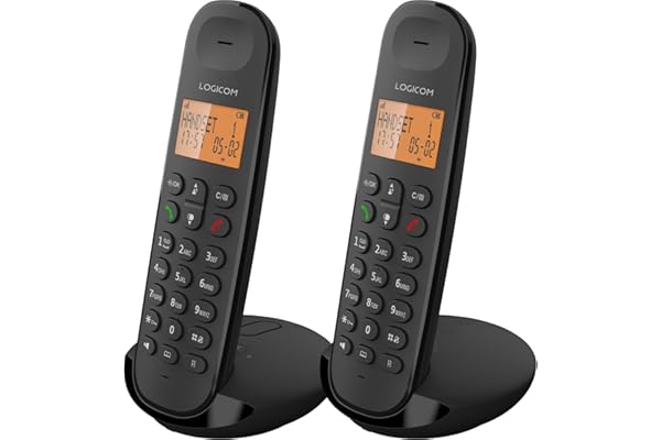 Logicom ILOA 255T Téléphone Fixe sans Fil avec Répondeur Enregistreur - Duo - Téléphones analogiques et dect - Noir