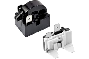 Greluma 1 Pieza Relé de arranque de 2 pines de 15 ohmios, relé de arranque de refrigerador de 1 pin y protector de sobrecarga de refrigerador de 1/6 HP 125 W compatible con compresor de refrigerador