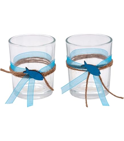 Itenga Windlichter Set 6x - Fisch Eukalyptus Design | 10cm Hoch Für Teelichter