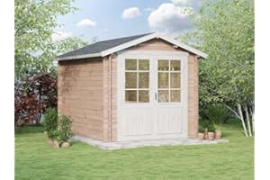 ‎ALPHOLZ Alpholz Gartenhaus Bremen-28 B aus Massiv-Holz | Gerätehaus mit 28 mm Wandstärke | Garten Holzhaus inklusive Montagematerial | Geräteschuppen Größe: 250 x 320 cm | Satteldach