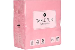 Tabellkul 100 mjuka rosa pappersservetter | 2 lager 33 cm | Engångsvaror för födelsedag, bröllop, babyshower, catering, mors dag, påsk, återvinningsbara produkter i EU