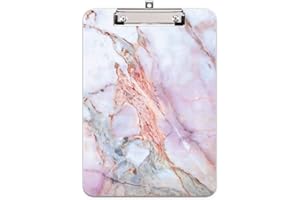 Hnogri portapapeles con pinza a4, diseno de moda portapapele de plastico rígido, Clipboard A4 Carpetas y tableros con pinza, para material de oficina escolar, Mármol de la grieta