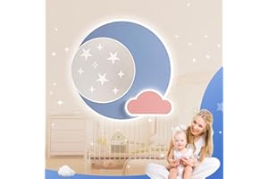 ‎LUCKINHAND LUCKINHAND LED Deckenleuchte Blau Stern Mond Deckenleuchte Dimmbar mit Fernbedienung,Nachtlichtfunktion,Kinderzimmer Schlafzimmer Wohnzimmer Flur Jungen und Mädchen Schlafzimmer Deckenleuchten 30cm