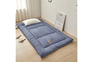 Morbuy Materasso Futon Singolo Arrotolabile con Cuscino in Tatami Futon,Materasso Pieghevole Materasso da Terra Tatami Giapponese per Dormire Morbido e Traspirante Materasso (1 * 2m,Blu Scuro)
