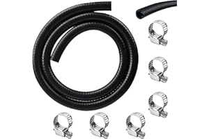 SGEHAI kraftstoffschlauch 6mm/1 Meter,6Stück Schlauchschellen,benzinschlauch,kraftstoffleitung,benzinleitung,benzinschlauch für rasenmäher,für kleine motoren, moto, auto