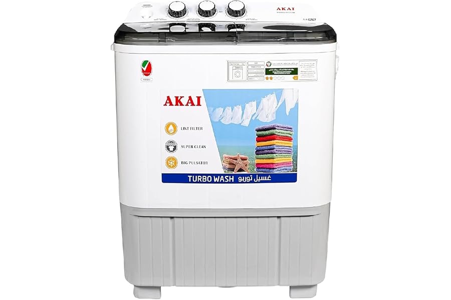 Akai 5 Kg Twin Tub Semi Automatic Washing Machine