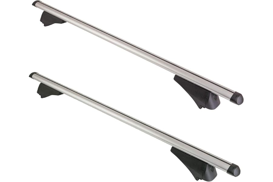 Summit SUM-004 Railing Roof Bars For Cars With Flush Rails, Aluminium, Locking, Set of 2-1.2m, Silver
