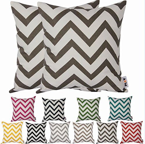 PLANDV® W Geometric Pattern Canvas Decorative Cushion Cover Pack of 2,Available In Different Colors and Sizes?55x55cm,Dark Grey)