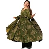 GoSriKi Women's Viscose Blend Umbrella Style Printed Kurta Palazzo with Dupatta | Stylish Kurta Set for Women | Elegant Palaz