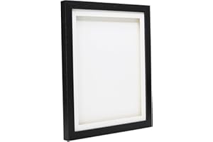 BOLDON FRAMING A3 Black Solid Wood 3D Deep Box Picture Frame Display Memory Box With White Mount For Medals Memorabilia Flowers etc